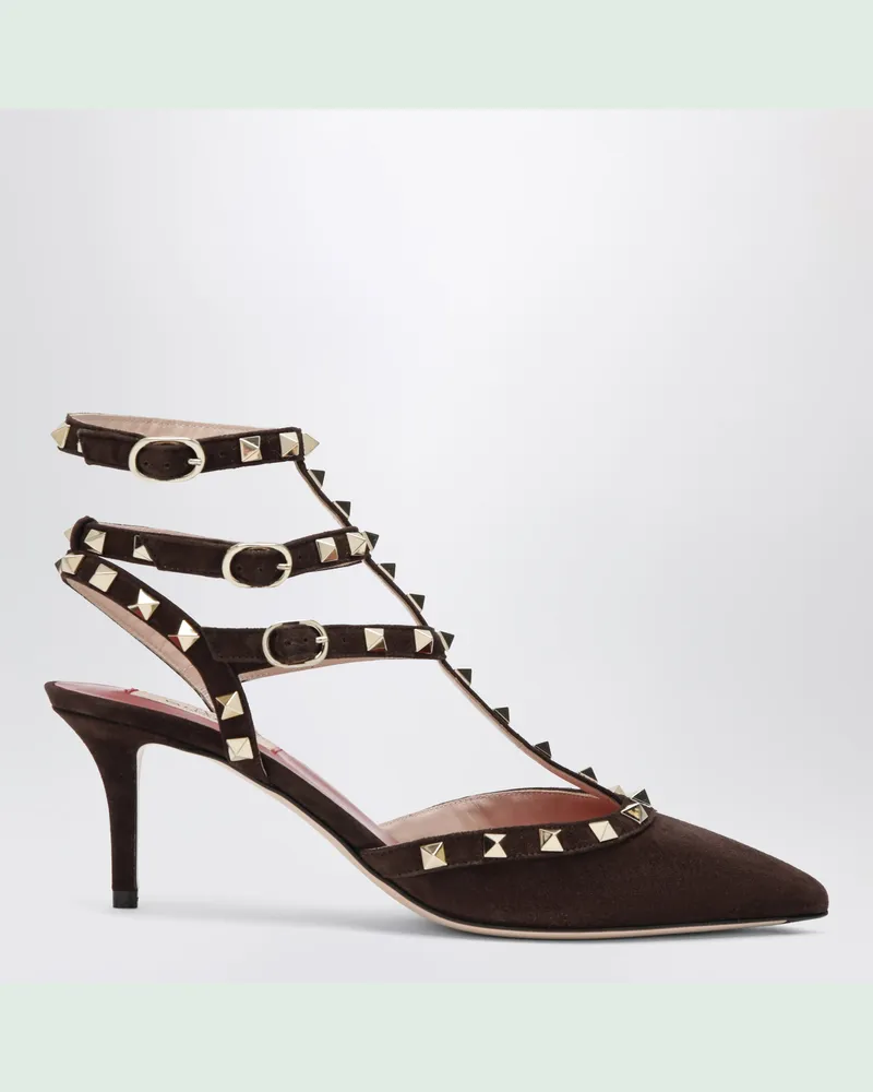 Valentino Garavani Braune Rockstud Pumps aus Veloursleder Brown