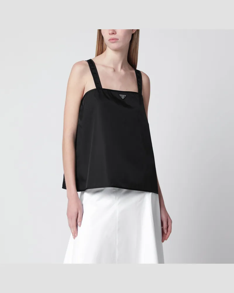 Prada Top aus schwarzem Re-Nylon mit Dreieckslogo Black