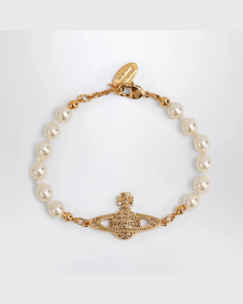 Vivienne Westwood Mini Bas Relief Perlenarmband Gold Metallisch