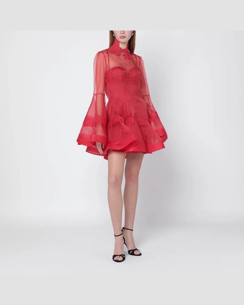 Zimmermann Rebellion rotes Mini-Kleid mit Glockenärmeln Rot