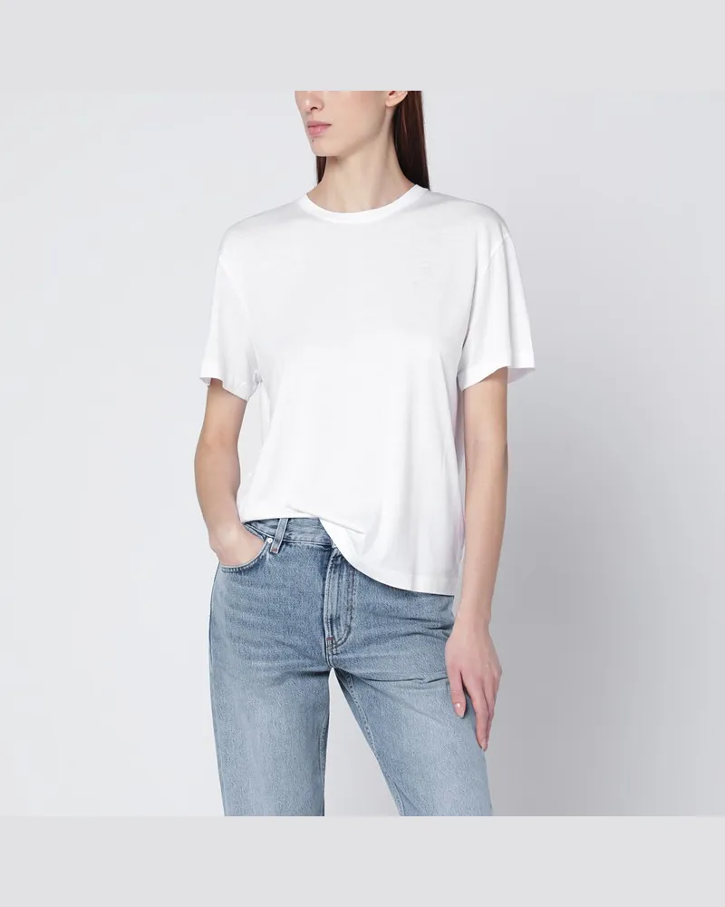 Totême Weißes T-Shirt aus Bio-Baumwollmischung Weiß