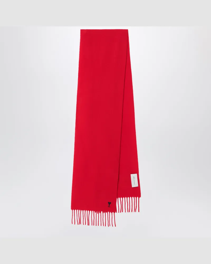 AMI Paris Roter Ami de Coeur Schal aus Wolle Red