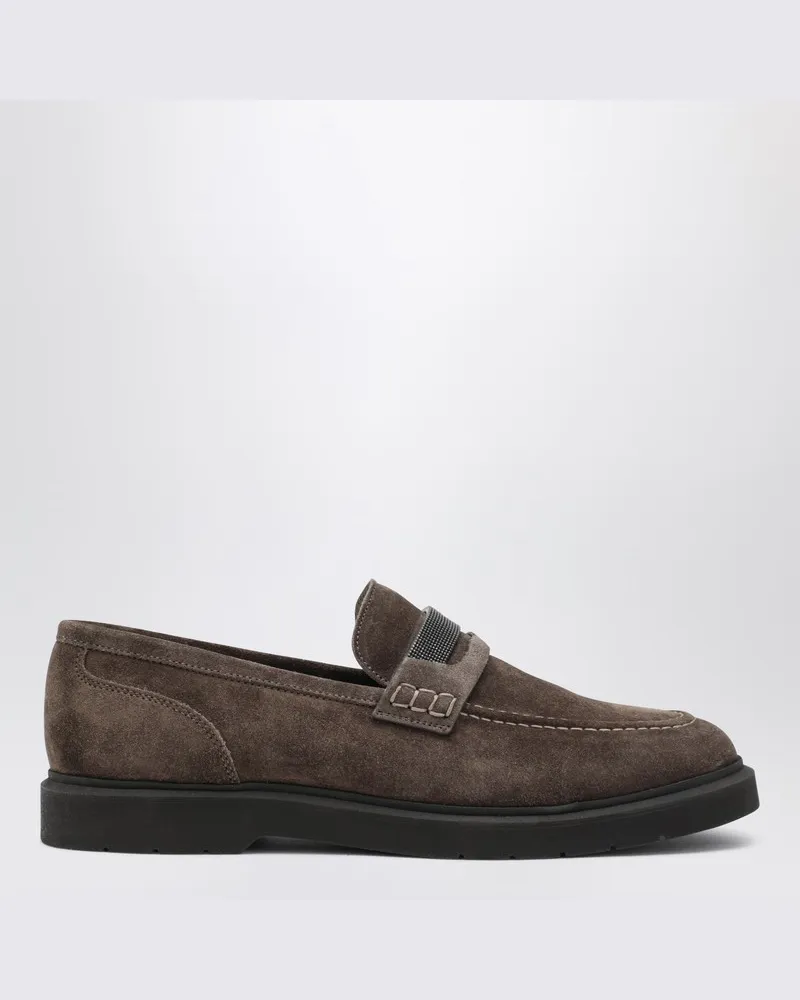 Brunello Cucinelli Penny Loafer in Braun mit Monile-Detail Braun