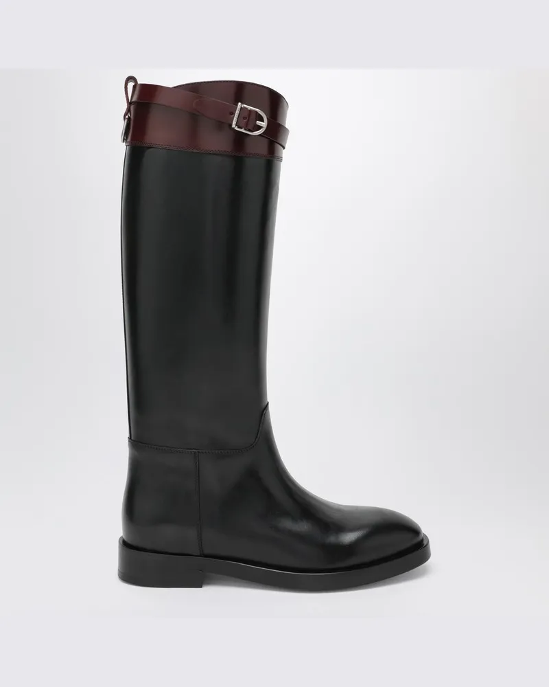 Durazzi Milano Zweifarbige Stiefel in Schwarz/Burgunderrot Schwarz