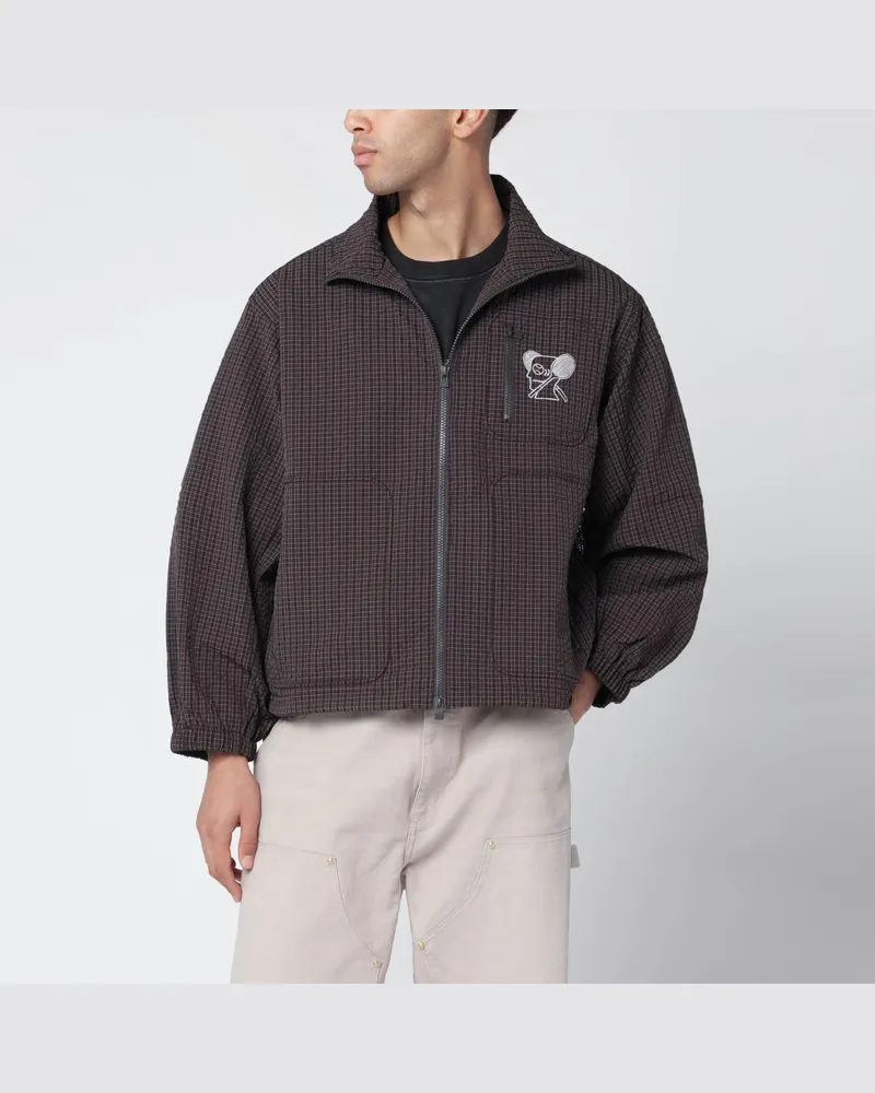 Brain Dead Braune Jacke mit Reißverschluss und Check-Muster Schwarz