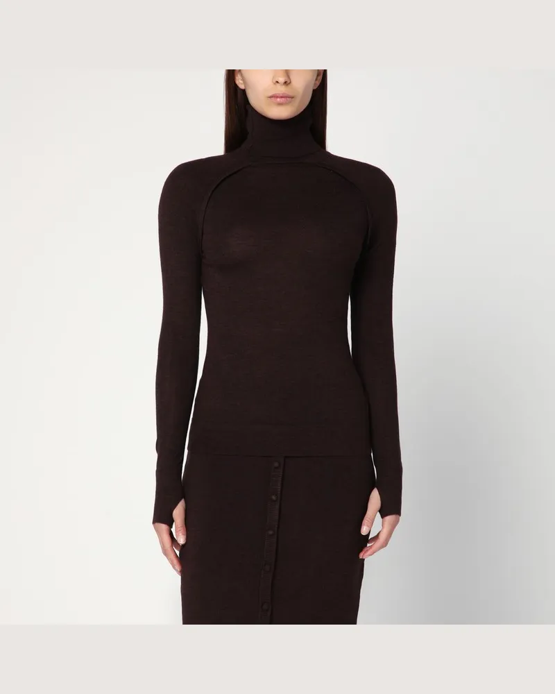Victoria Beckham Brauner Rollkragenpullover aus Wolle Braun