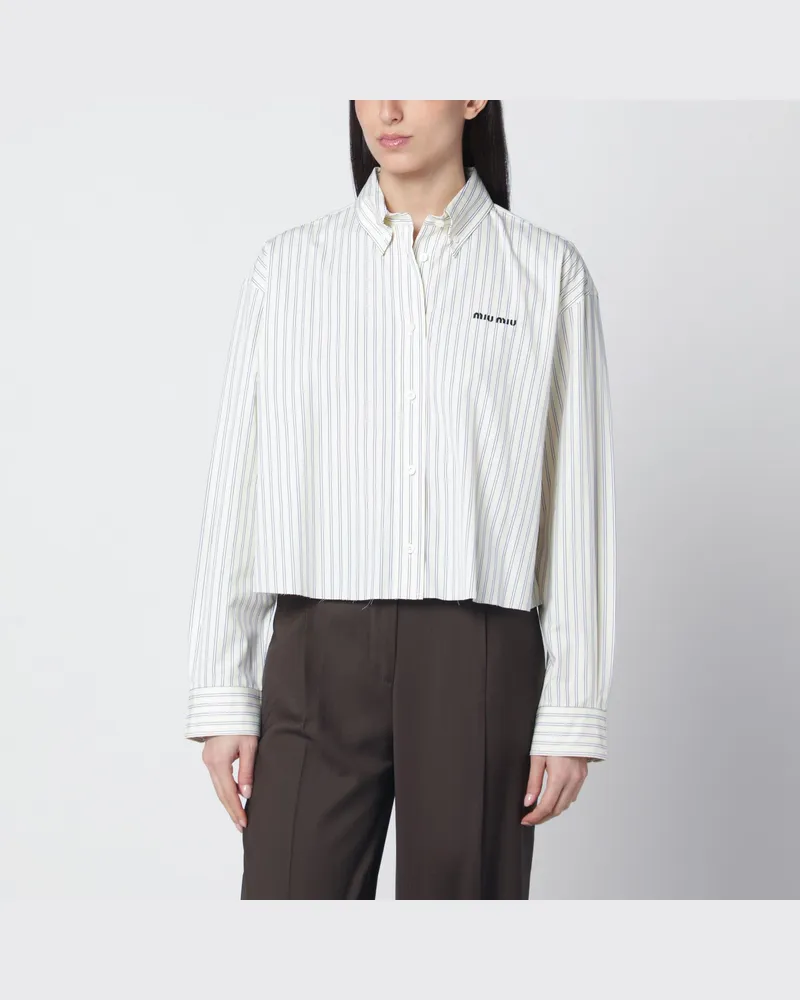 Miu Miu Cremefarbene gestreifte Button-down-Hemdbluse 