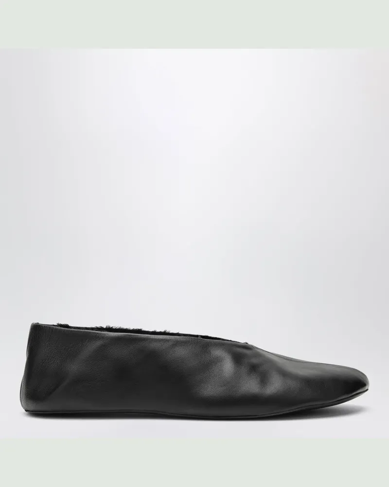 The Row Schwarze Stella Ballerinas aus Leder und Shearling Black