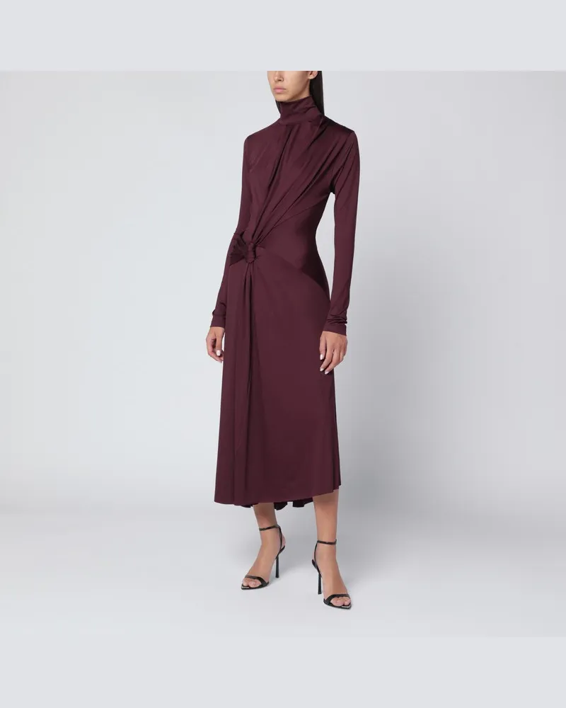 Victoria Beckham Midikleid in Bordeaux mit geknotetem Flecht-Detail Burgunderrot