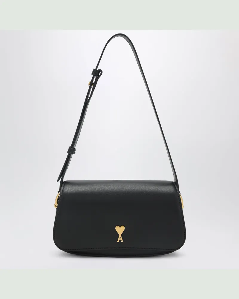 AMI Paris Paris Paris schwarze Leder-Schultertasche Black