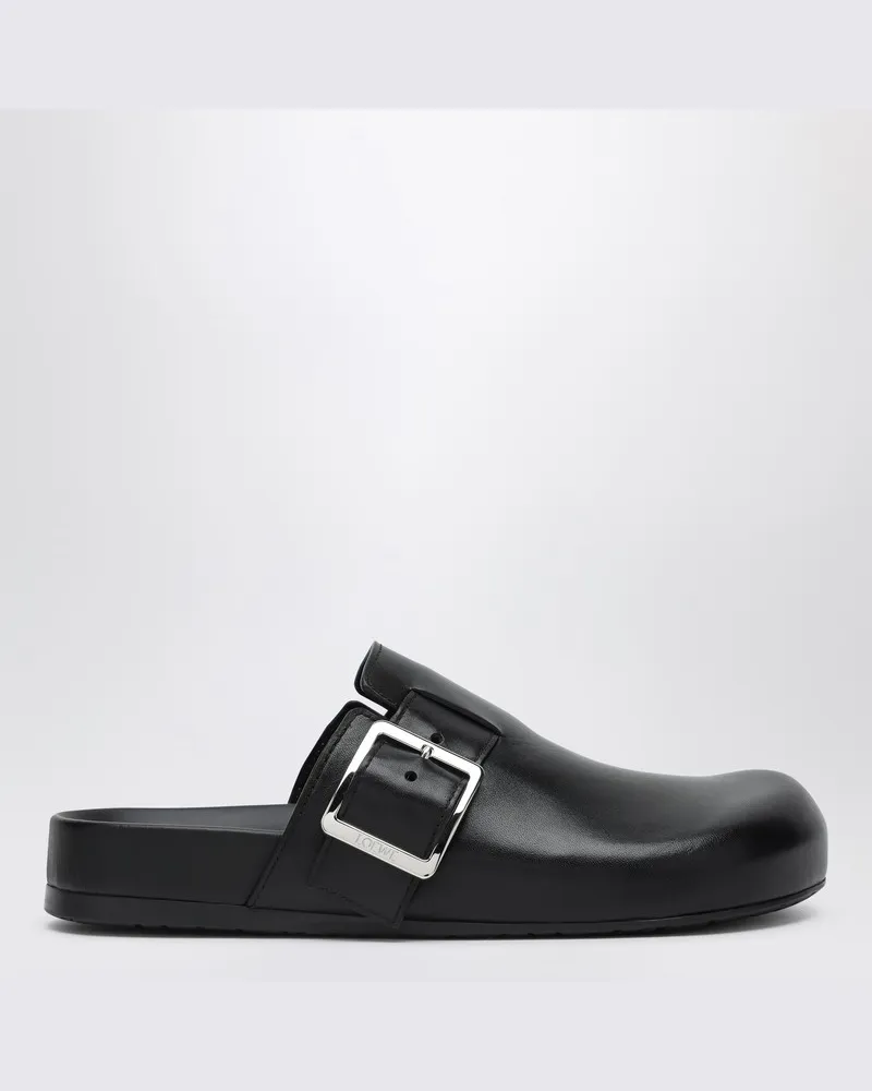Loewe Schwarzes Leder Sabot Ease Buckle Schwarz