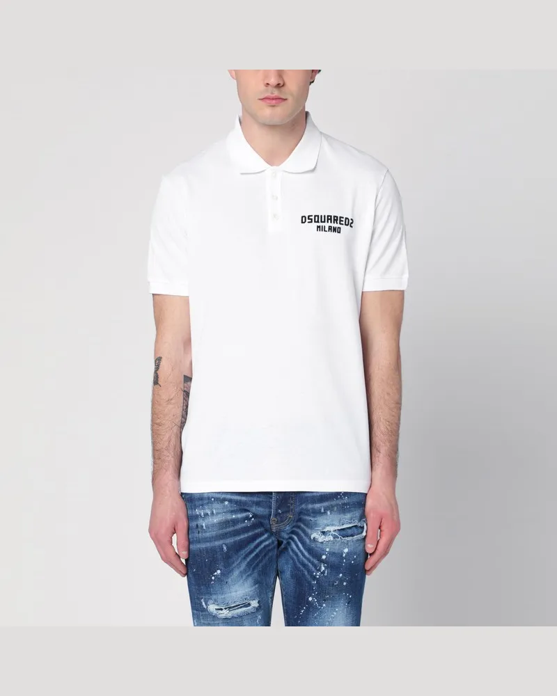 Dsquared2 Weißes Poloshirt aus Baumwolle mit Logo Weiß
