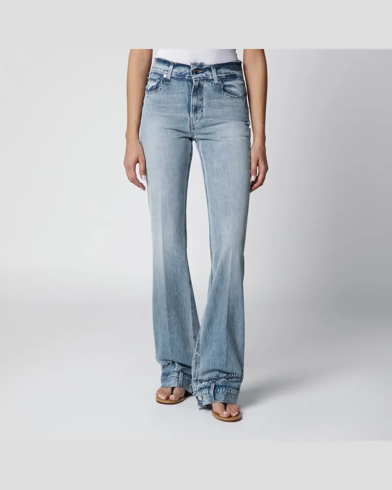 Haikure Flared-Jeans Flora mit hoher Taille aus Denim in Hellblau Light