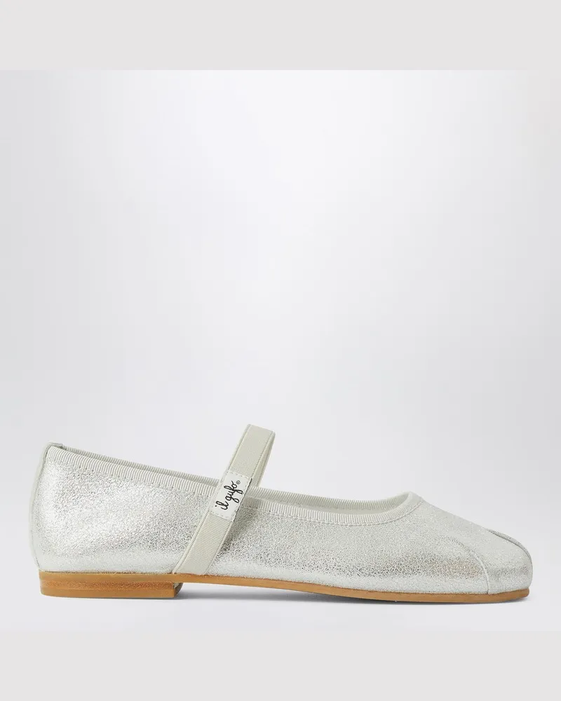 Il Gufo Silberne Ballerinas mit elastischem Riemen Metallisch