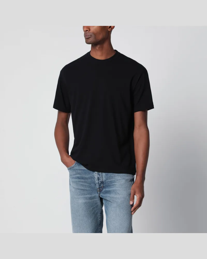 AURALEE Schwarzes Baumwoll-T-Shirt mit Rundhalsausschnitt Black