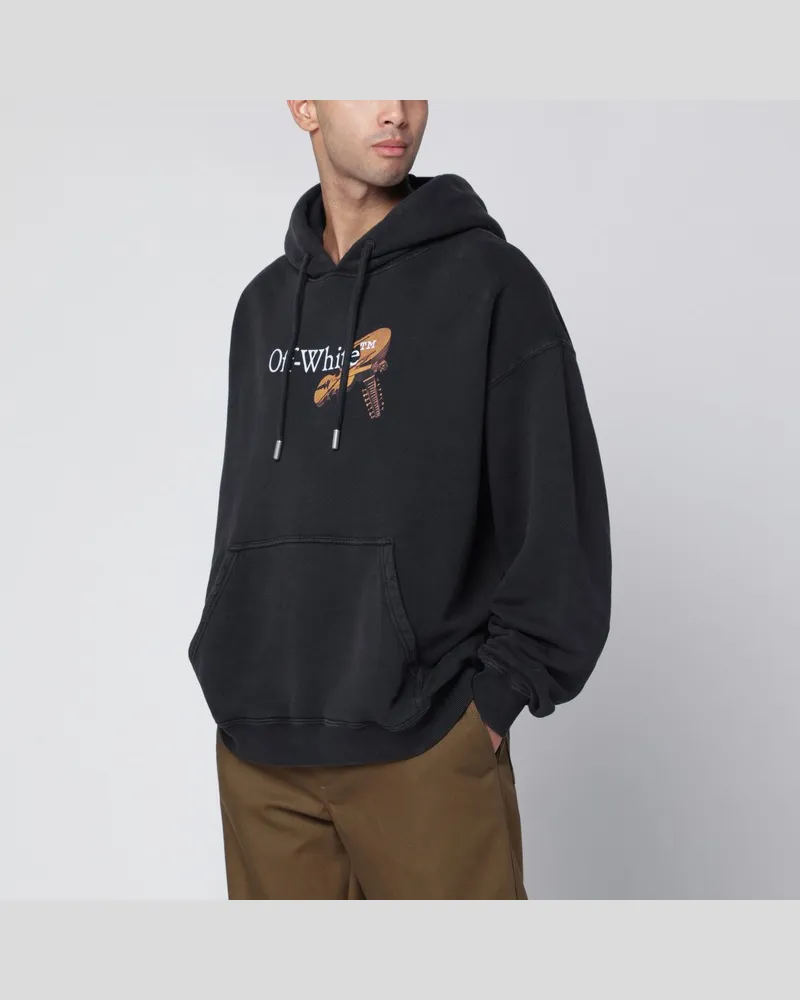 OFF-WHITE Verwaschener schwarzer Cupid Arrow Skate Logo Hoodie Schwarz