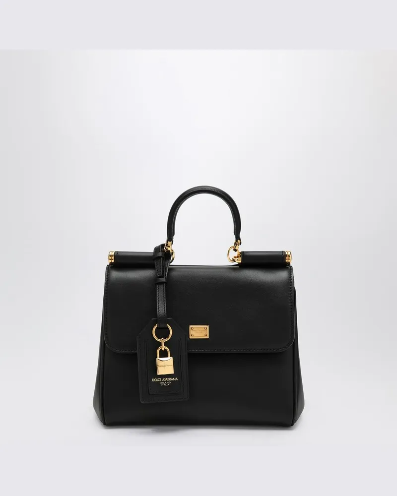 Dolce & Gabbana Schultertasche Meine Sizilien aus schwarzem Leder Schwarz