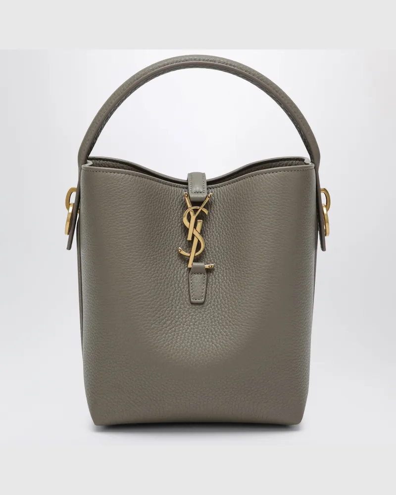 Saint Laurent Le 37 Beuteltasche aus genarbtem Leder in Taupe Beige