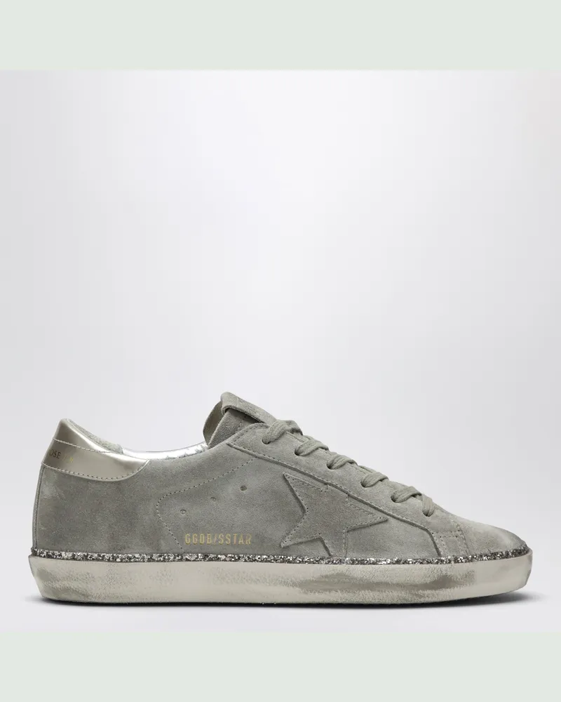 Golden Goose Super-Star Sneakers taupegrau/glitter aus Wildleder Beige