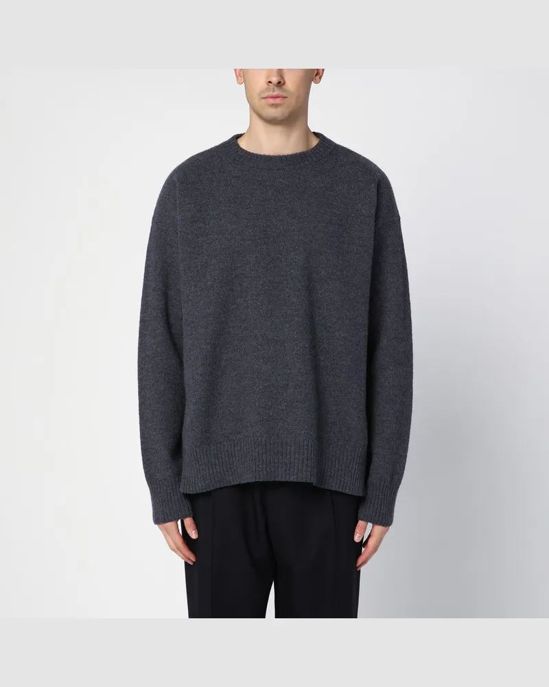 Jil Sander Grauer Wollpullover mit Rundhalsausschnitt Grau