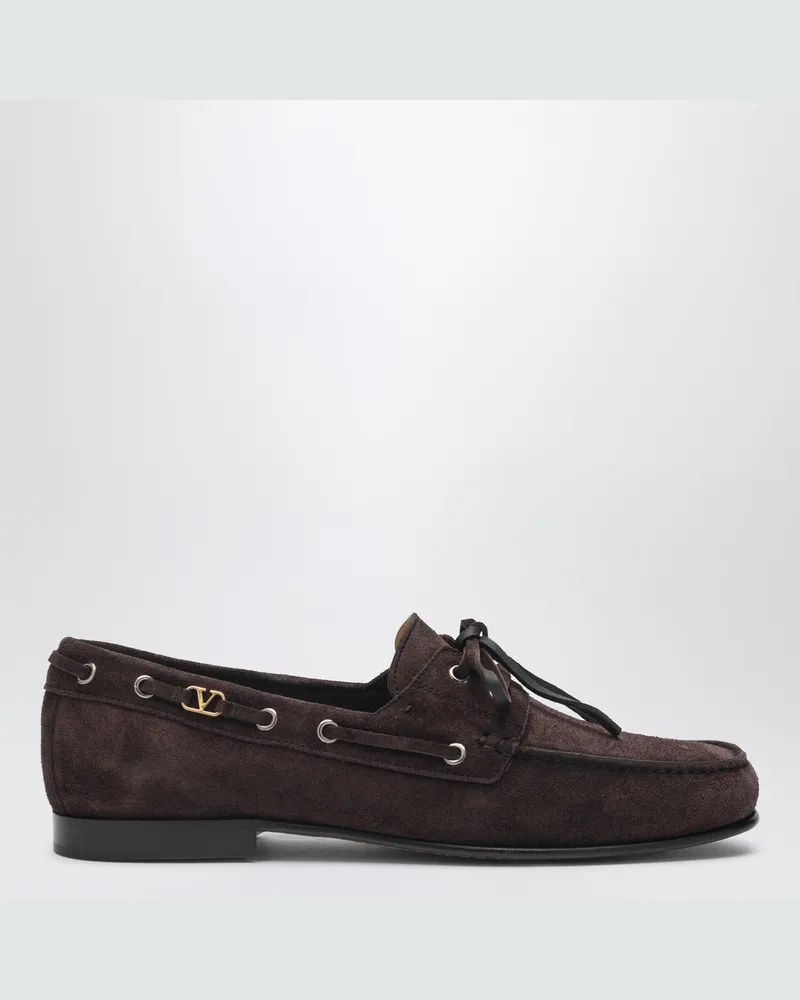 Valentino Garavani Braune Schnür-Loafer aus Wildleder Brown