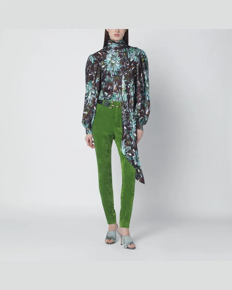 Gucci Bedruckte Seidentwill-Bluse Grün