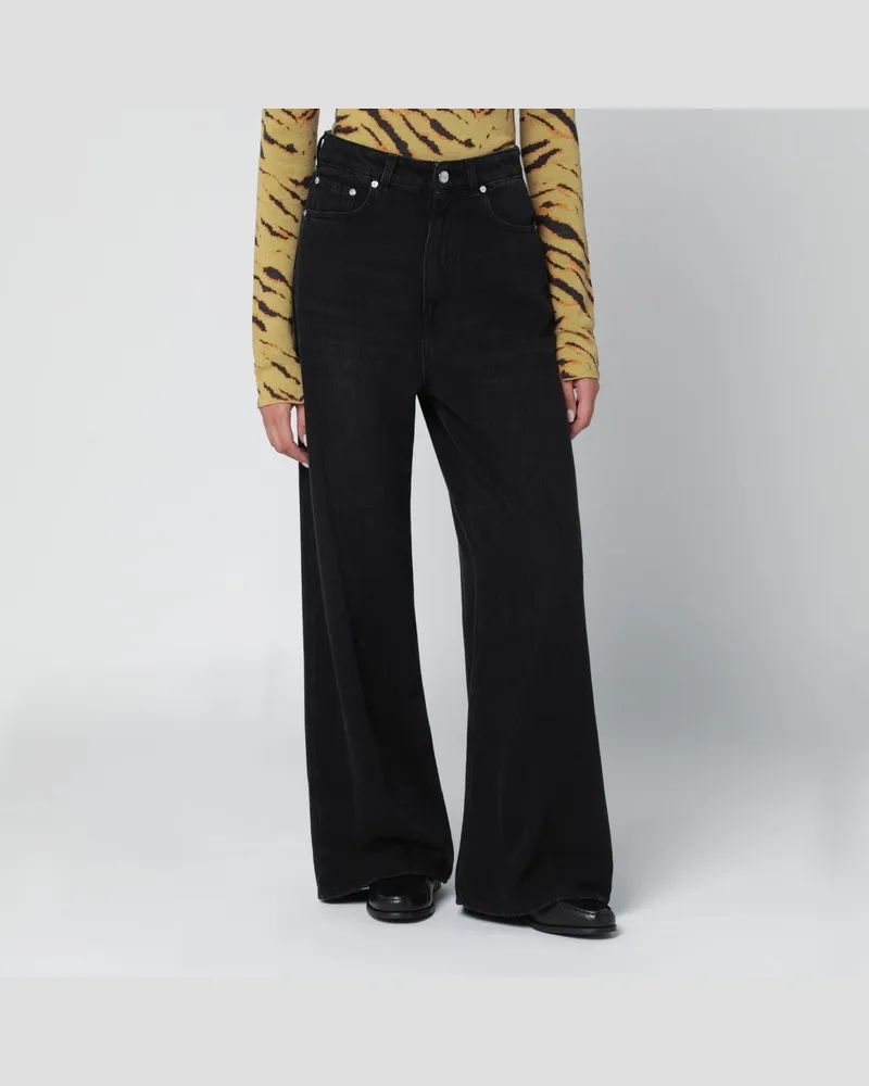 Ganni Schwarze Baggy-Jeans mit Washed-Effekt Schwarz