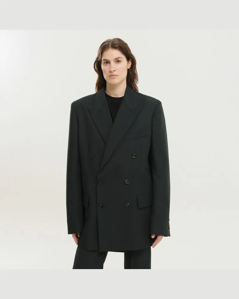 1989 STUDIO Dunkelgrünes doppelt geknöpftes Blazer Grün