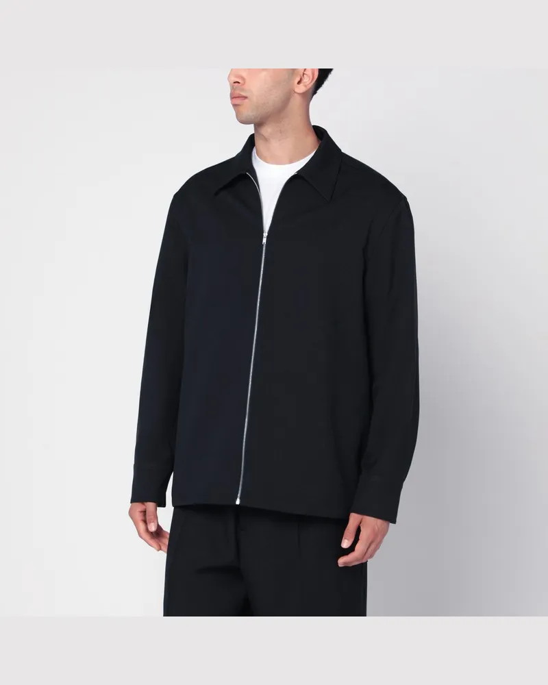 Jil Sander Mitternachtsblaue leichte Jacke aus technischem Gabardine Blau