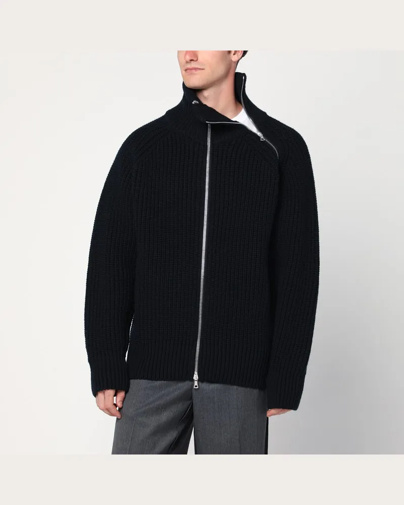 Dries van Noten Schwarzer Woll-Cardigan mit Reißverschluss Schwarz