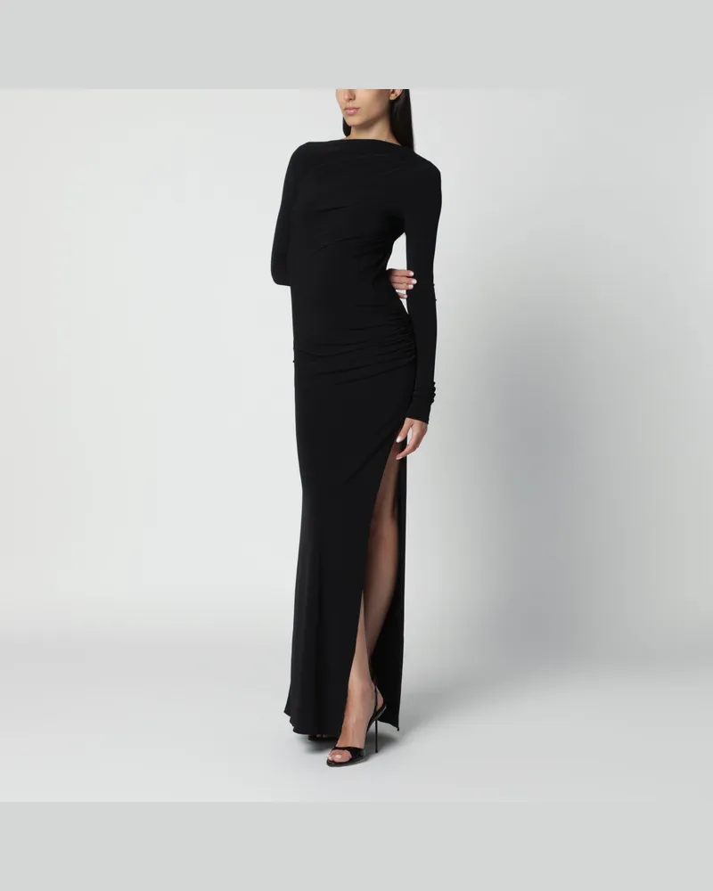 ANDAMANE Langes Kleid aus Stretch-Jersey mit tiefem Rückenausschnitt Black