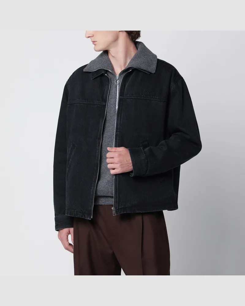 Loewe Schwarze Denimjacke mit Reißverschluss Black