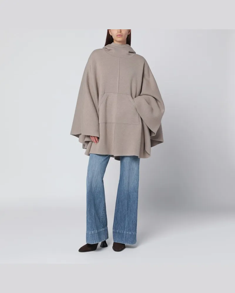 Bottega Veneta Beige Kapuzen-Cape aus Kaschmirmischung Beige