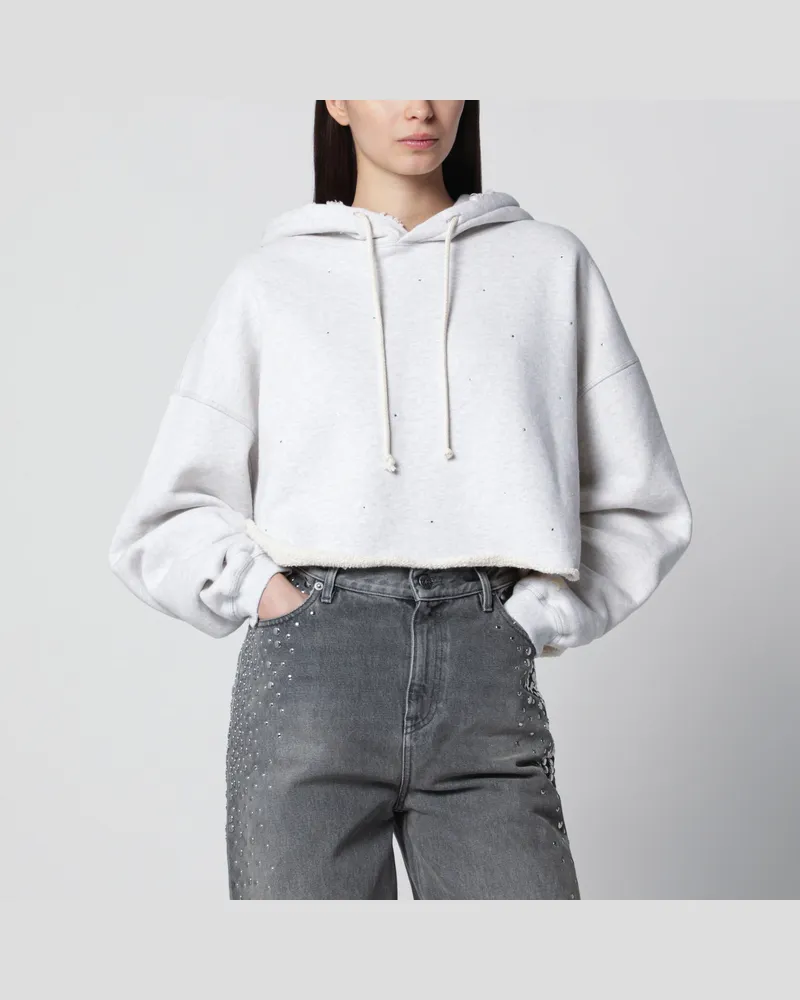 Golden Goose Damen-Crop-Hoodie Star aus Baumwolle in Grau Grey