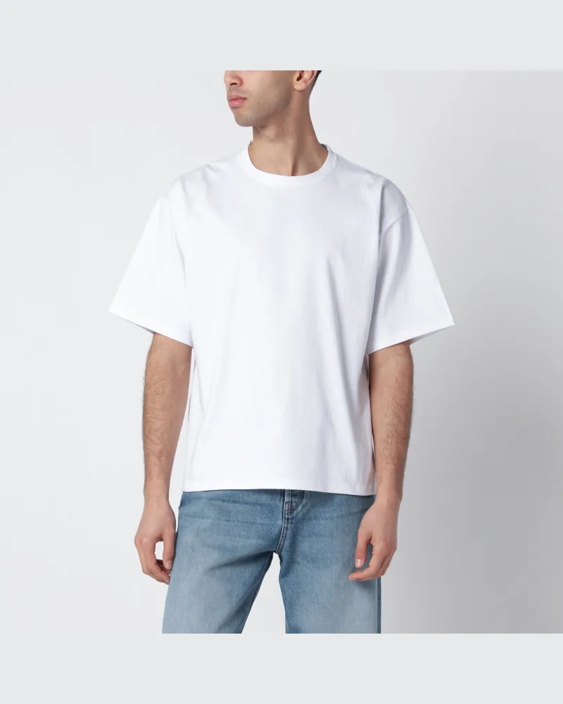 Saint Laurent Weißes Oversize-T-Shirt Aus Baumwolle Mit Cassandre-Logo White