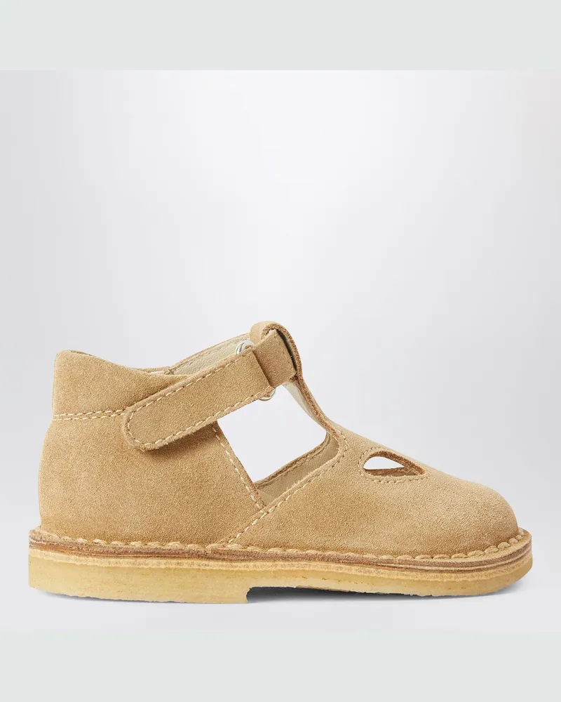 Il Gufo Hohe beige Sandale mit Ösen in Nubuk Beige