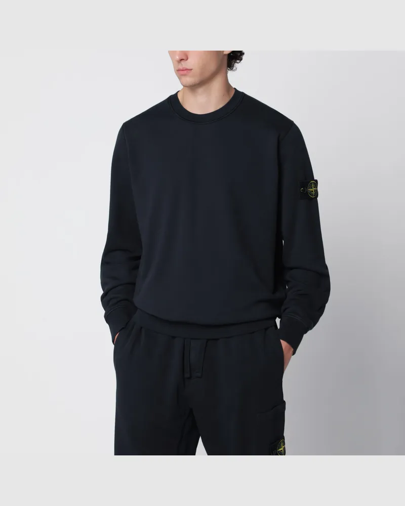 Stone Island Navy blue cotton crew-neck sweatshirt Blue