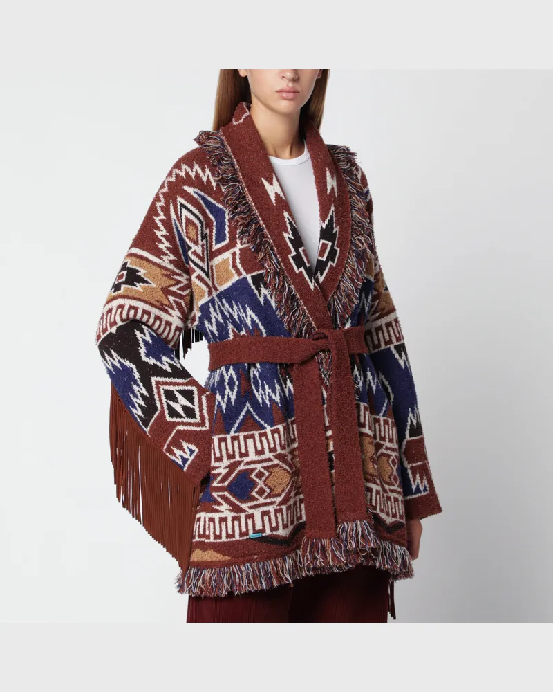 Alanui Amazing Journey Cardigan aus blauer Schurwolle Multicolor