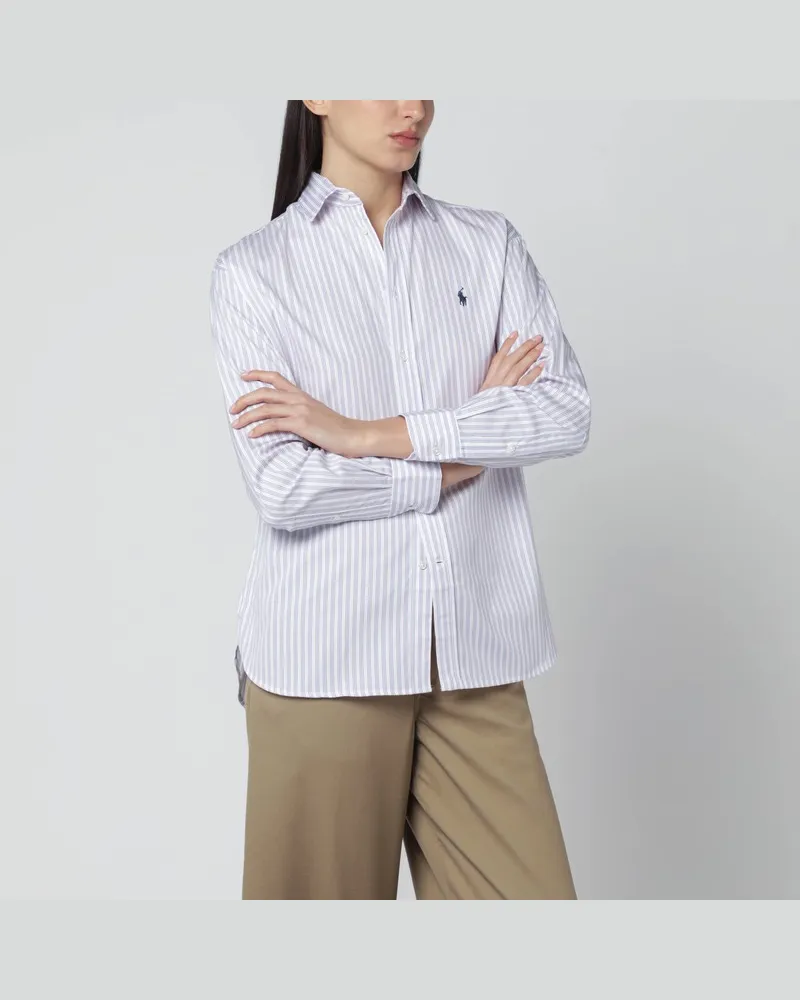 Ralph Lauren Weiße gestreifte Relaxed-Fit-Hemdbluse Mehrfarbig