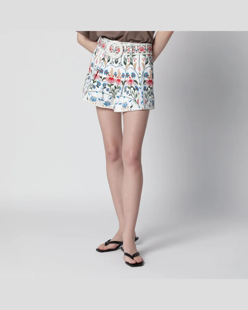 FARM Rio Weiße Shorts mit Blumenprint Multicolor
