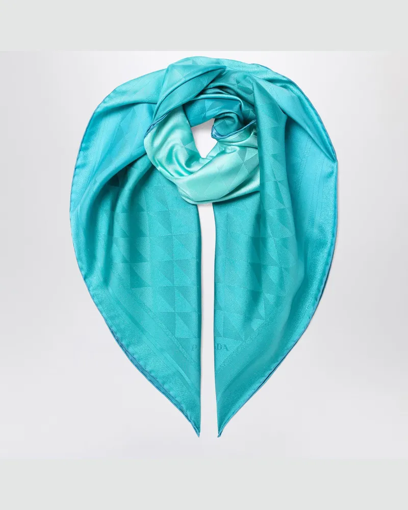 Prada Türkisfarbenes bedrucktes Tuch aus Twill Light