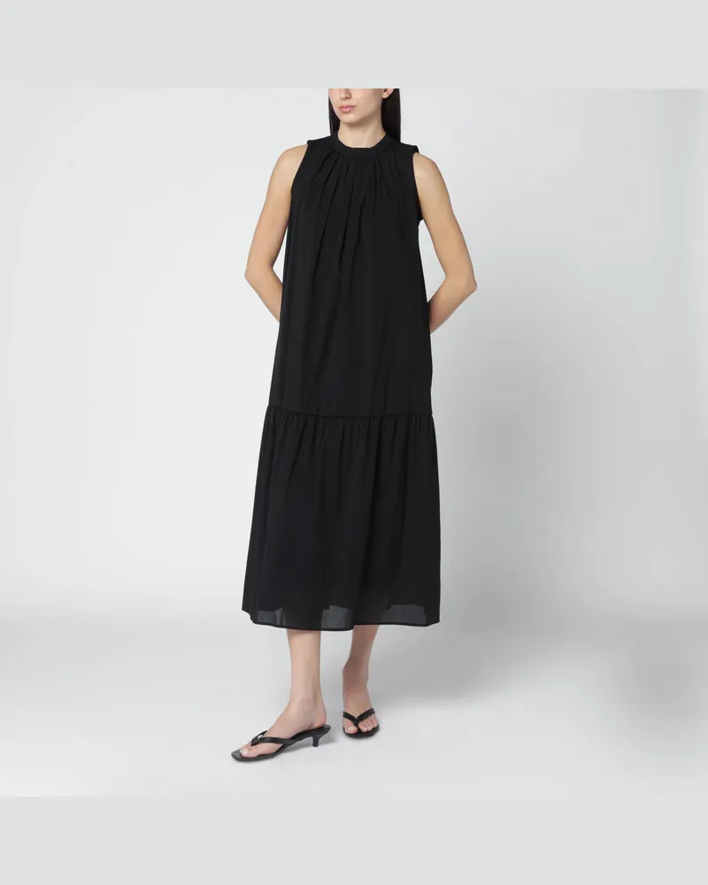 Max Mara Schwarzes Kleid aus Baumwollmix-Canvas Blue