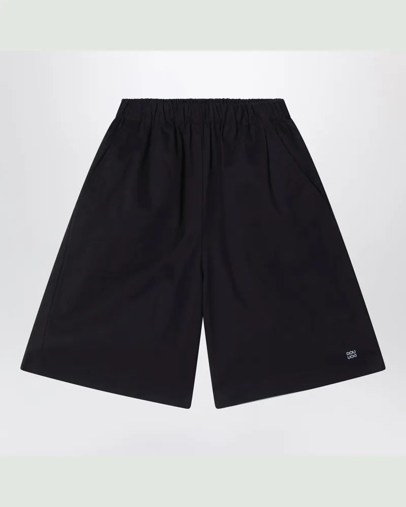 DOUUOD Primula schwarze Bermuda-Shorts aus Baumwollpopeline Black