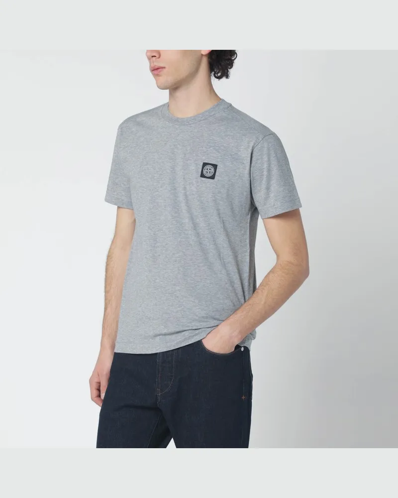 Stone Island Graues Baumwoll-T-Shirt mit Logopatch Grau