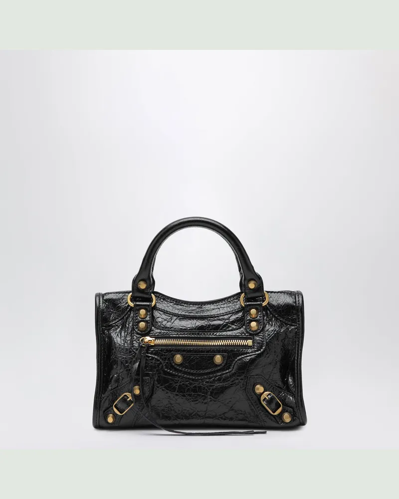 Balenciaga City Mini Bag mit Nieten aus Lammleder in Schwarz Black