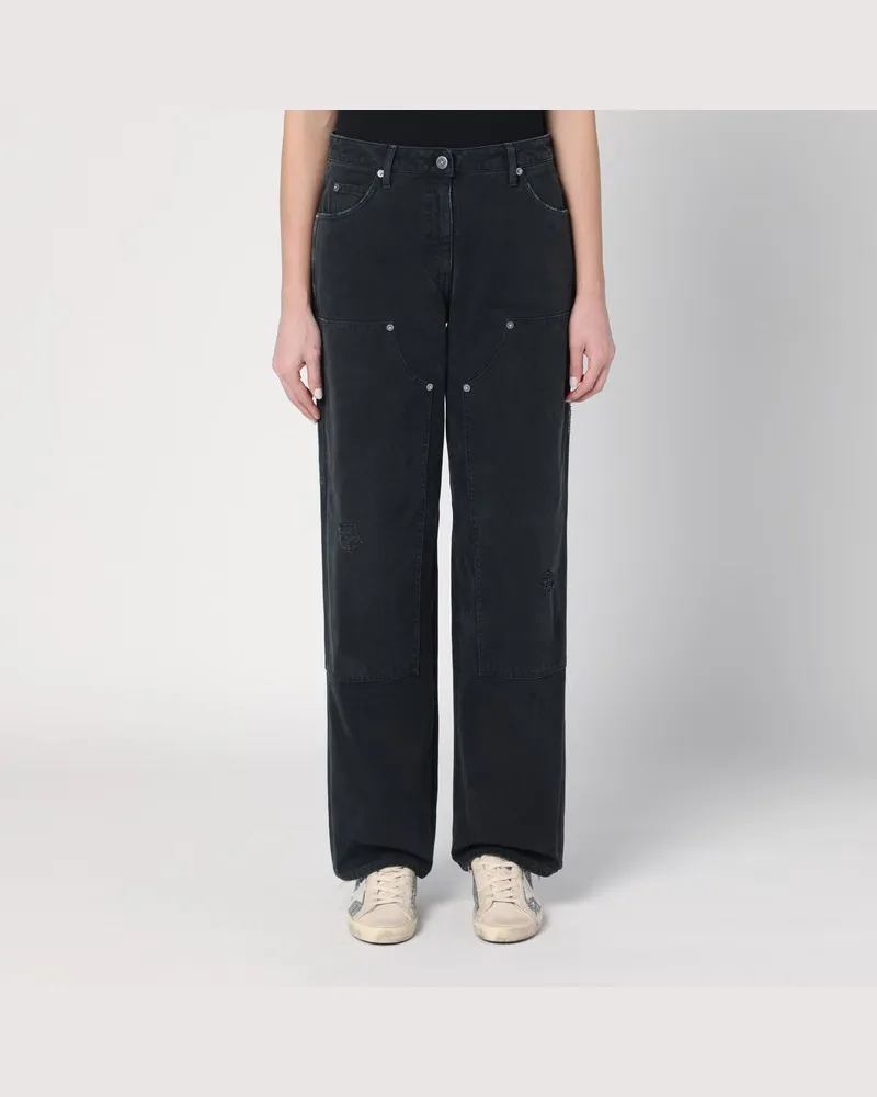 Golden Goose Schwarze weite Hose aus Denim Schwarz