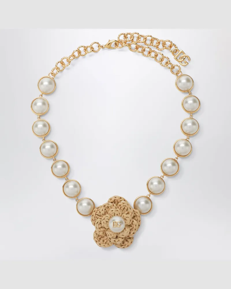 Dolce & Gabbana Halskette mit Blume aus Messing in Gold Metal