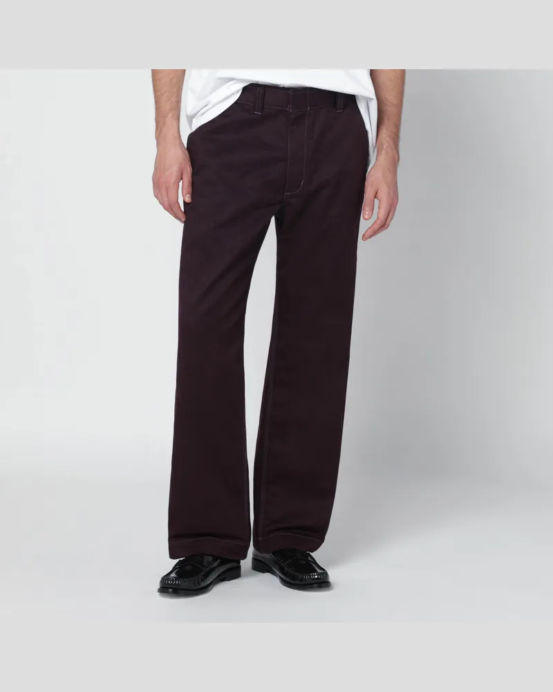 NEEDLES Bordeauxfarbene Baumwollmix-Hose Burgundy