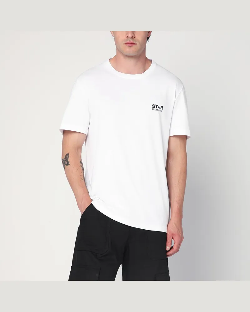 Golden Goose Weißes T-Shirt aus Baumwolle mit Logo Weiß