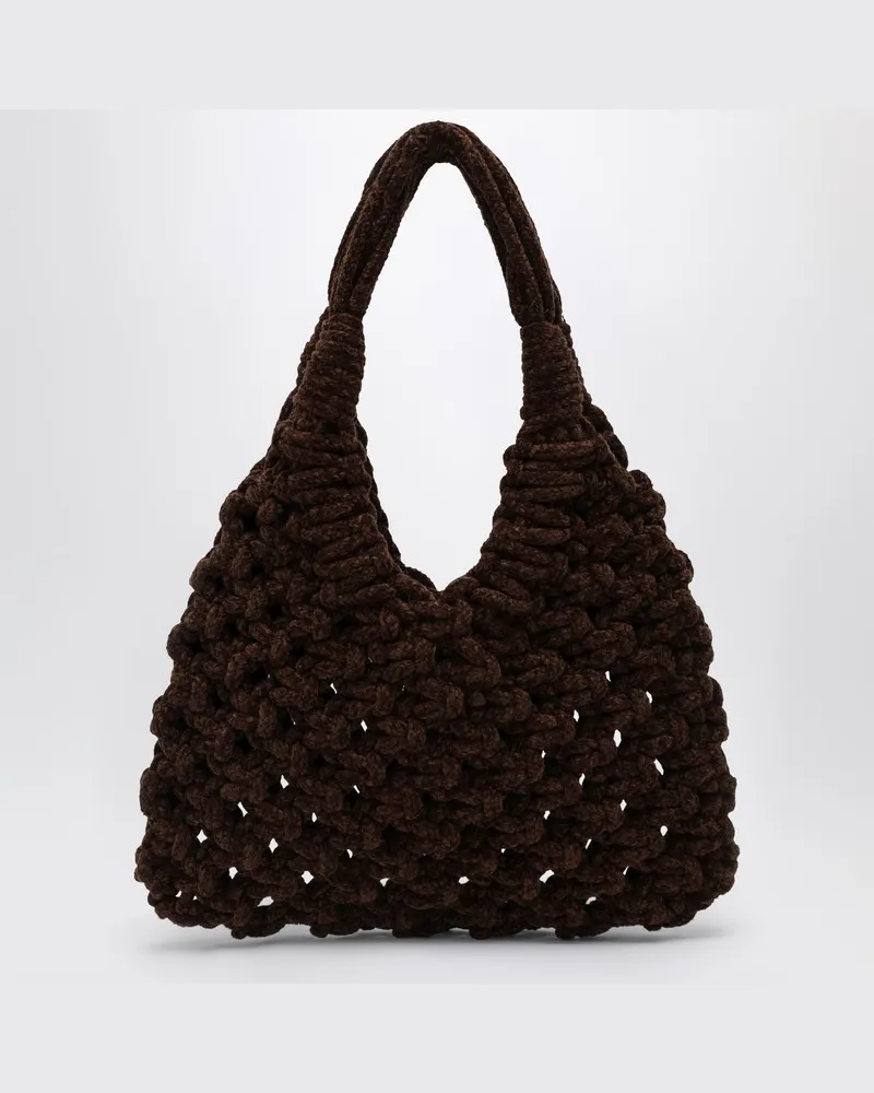 HIBOURAMA Vannifique Big Tasche aus Khaki-Samt Braun